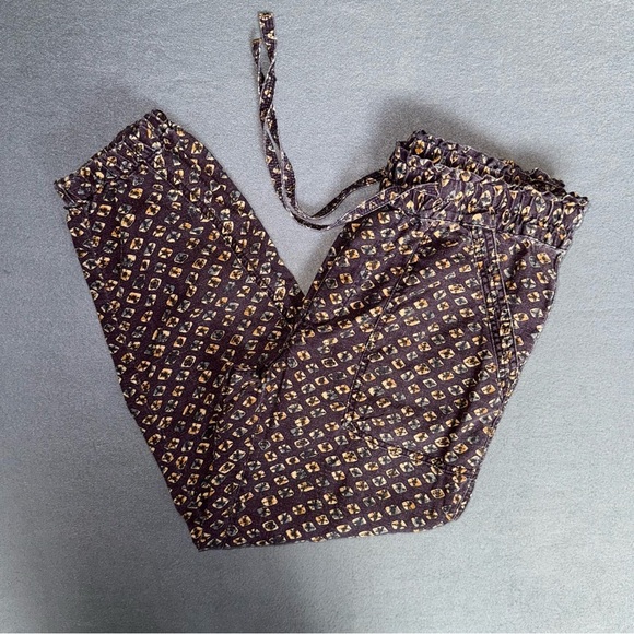 Anthropologie Linen Utility Jogger Multi Fall Color Patterned Joggers Boho Small - Picture 1 of 16